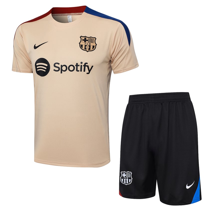 Ensemble Maillot Short Barca 2024 2025 Beige