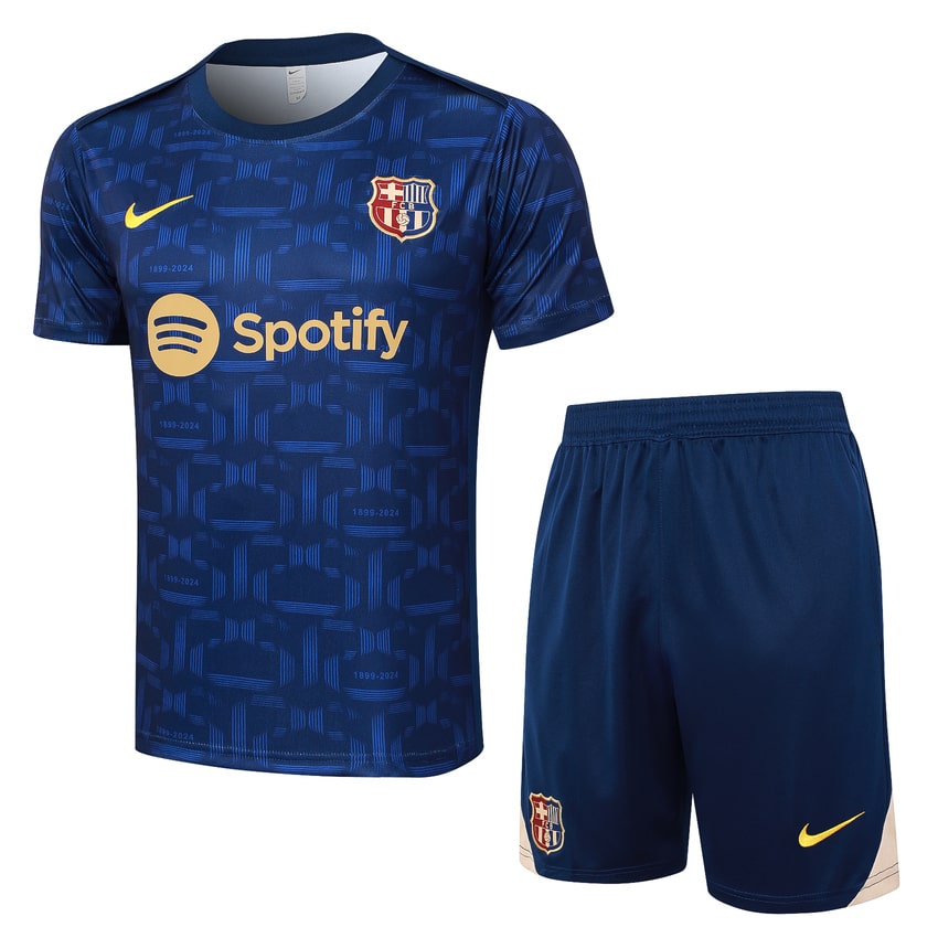 Ensemble Maillot Short Barca 2024 2025 Bleu Foncé