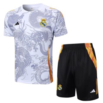 Ensemble Maillot Short Real Madrid 2024 2025 Blanc Dragon Gris