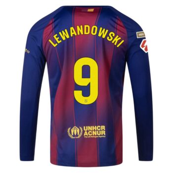 Alternative view of Maillot Barca Domicile 2025 2026 Lewandowski Manches Longues La Liga