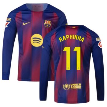 Maillot Barca Domicile 2025 2026 Raphinha Manches Longues La Liga