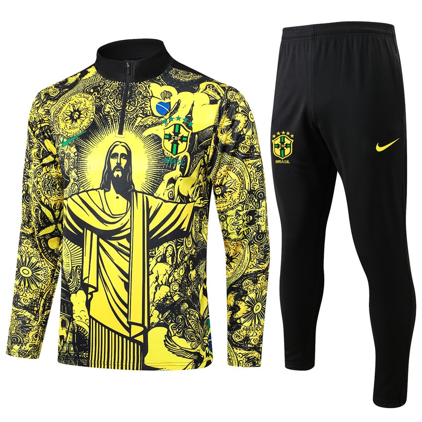 Survetement Bresil Training 2024 2025 Jaune Motif