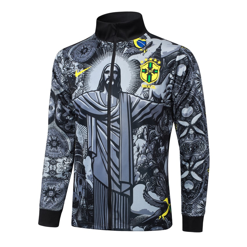 Survetement Bresil Veste 2024 2025 Gris Motif – Image 2