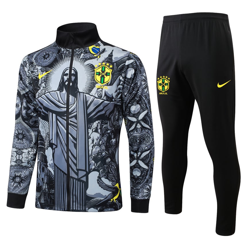 Survetement Bresil Veste 2024 2025 Gris Motif